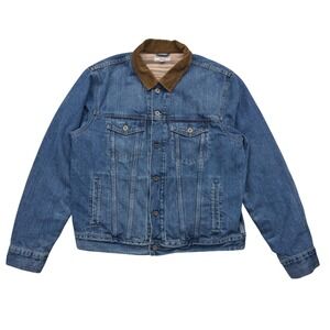 J CREW Wallace & Barnes Blanket-lined Denim Trucker Jacket Large BB636 EUC